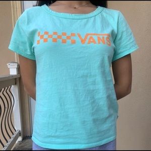 teal vans shirt orange logo